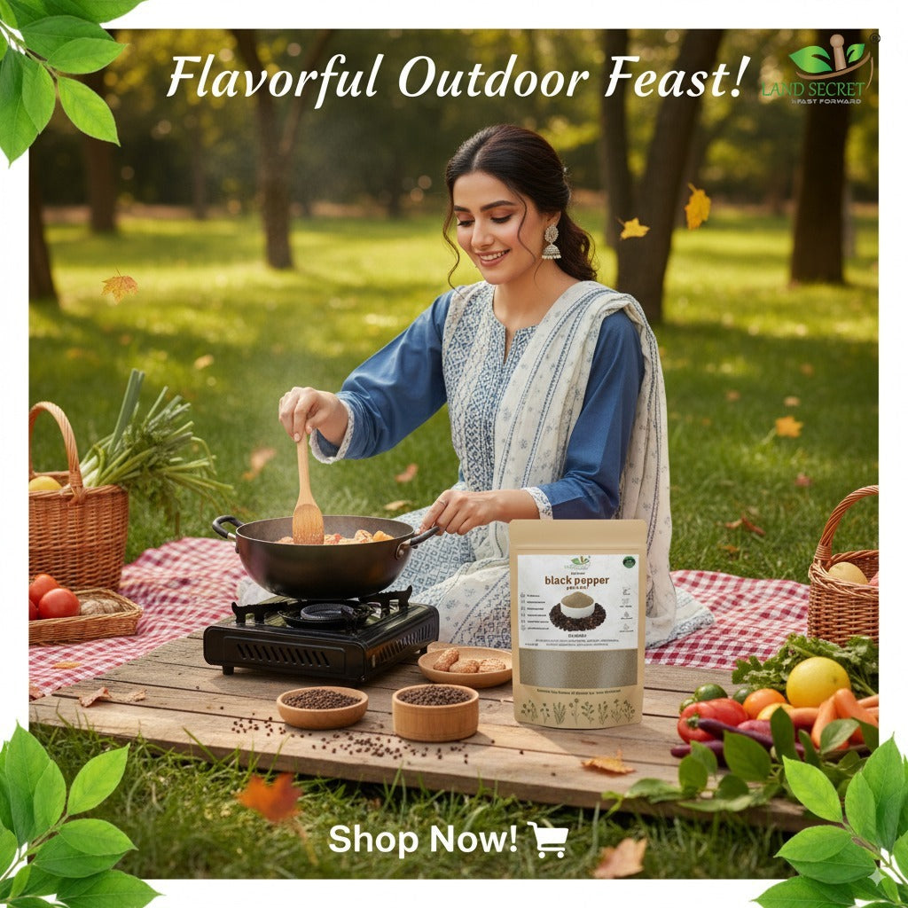 Land Secret Black Pepper Powder – Premium Quality Spice for Cooking, Seasoning, Digestion, Weight Loss & Immune Support