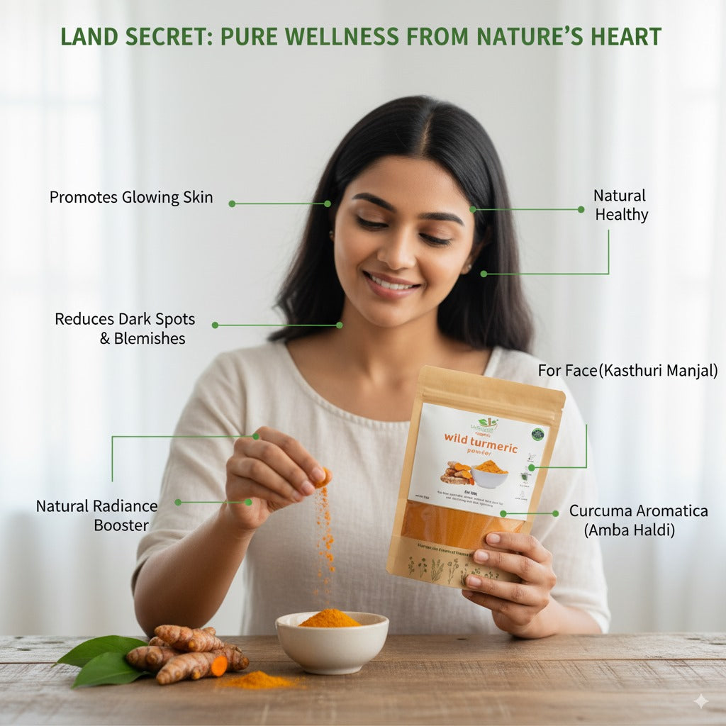 Wild Turmeric powder for face  Kasthuri manjal  Curcuma Aromatica  Amba haldi  Promotes glowing skin