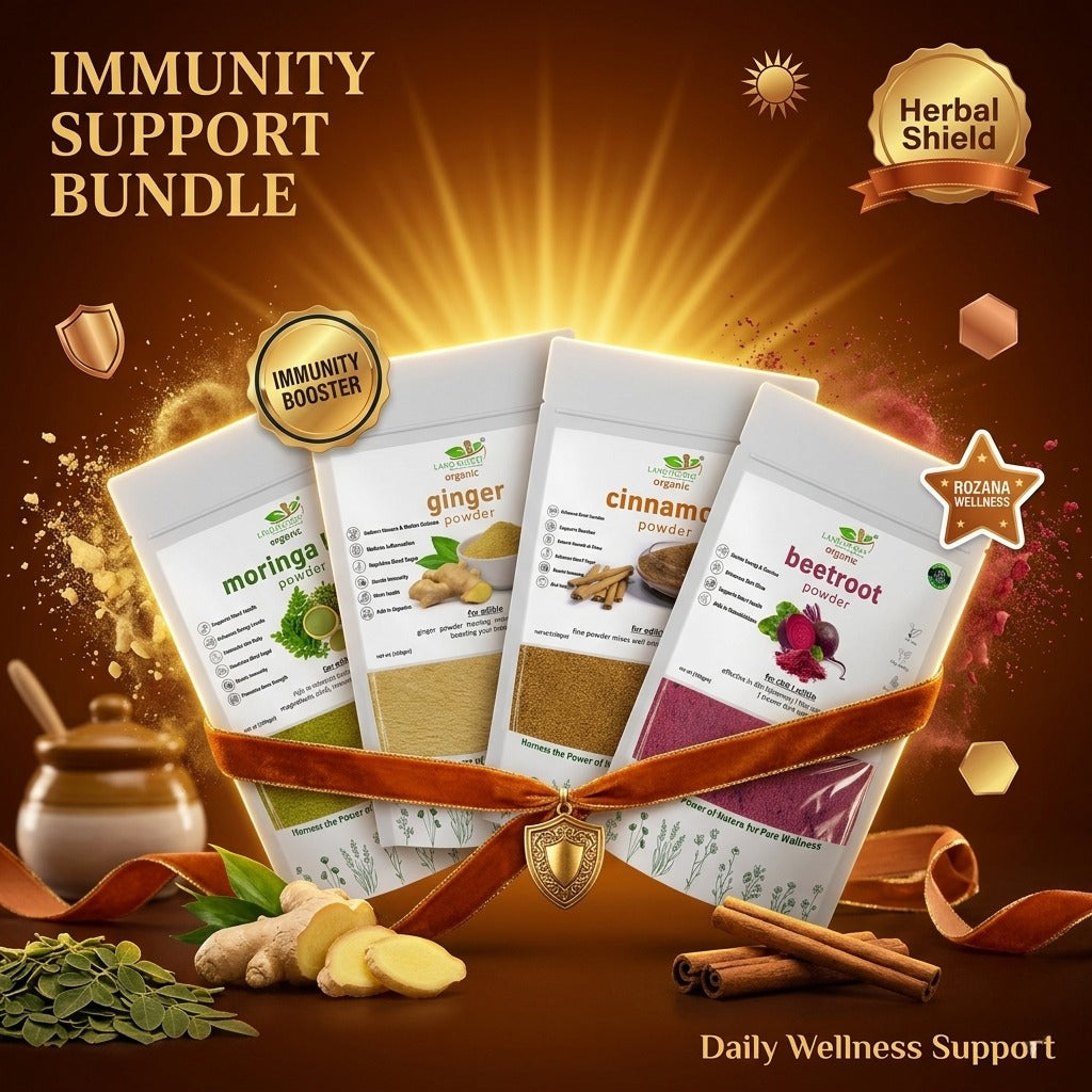 Land Secret Immunity Support Bundle – Natural Daily Wellness & Immune Health Support | Moringa, Ginger, Cinnamon & Beetroot Powder