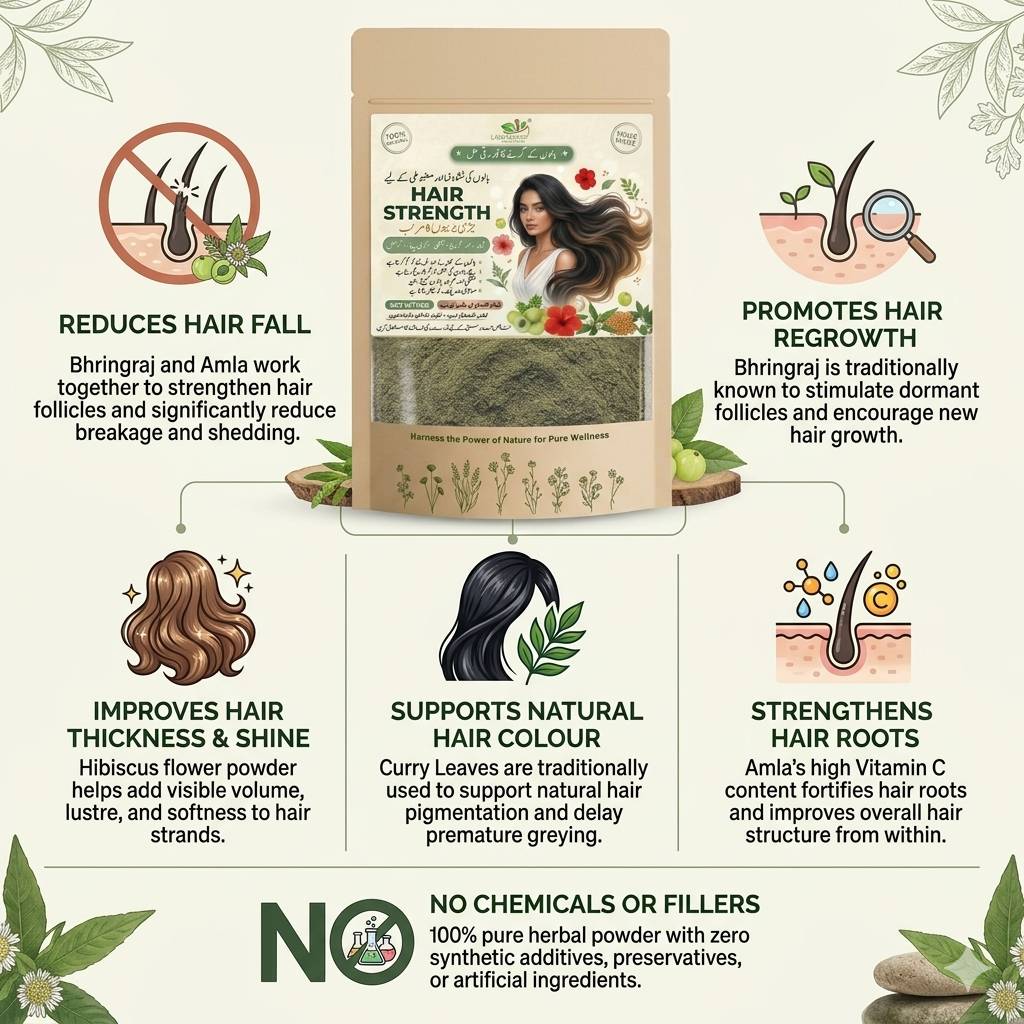 Land Secret Hair Growth & Strength Herbal Blend – 100% Natural Hair Mask Powder