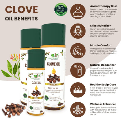 Clove Oil – 100% Pure & Natural Essential Oil for Aromatherapy, Skin Care & Oral Health