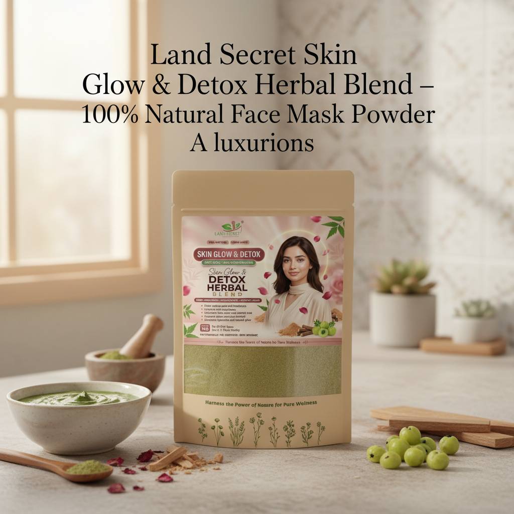 Land Secret Skin Glow & Detox Herbal Blend – 100% Natural Face Mask Powder